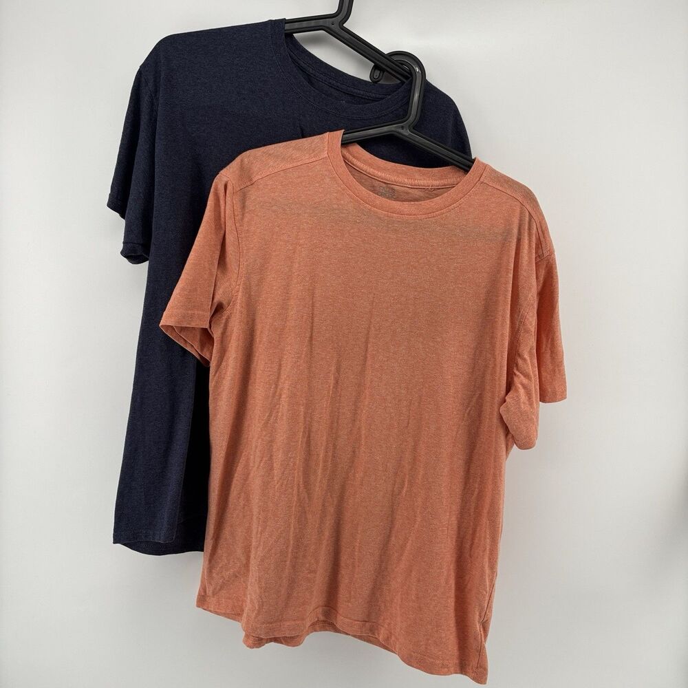 Falls Creek T-Shirt Lot of 2 Size L Navy Blue & Orange Short Sleeve Crew Neck